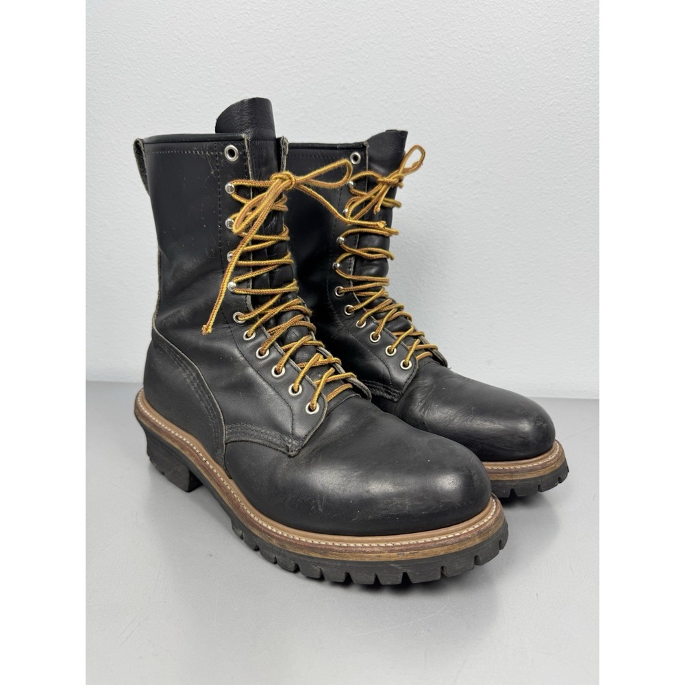 Vintage Red Wing 2218 Logger Boots Mens 11 D Black Leather Steel Toe Work USA